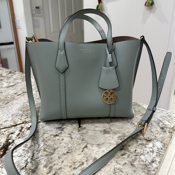 Tory Burch Light Blue/Green Perry Tote Leather - Picture 3 of 8